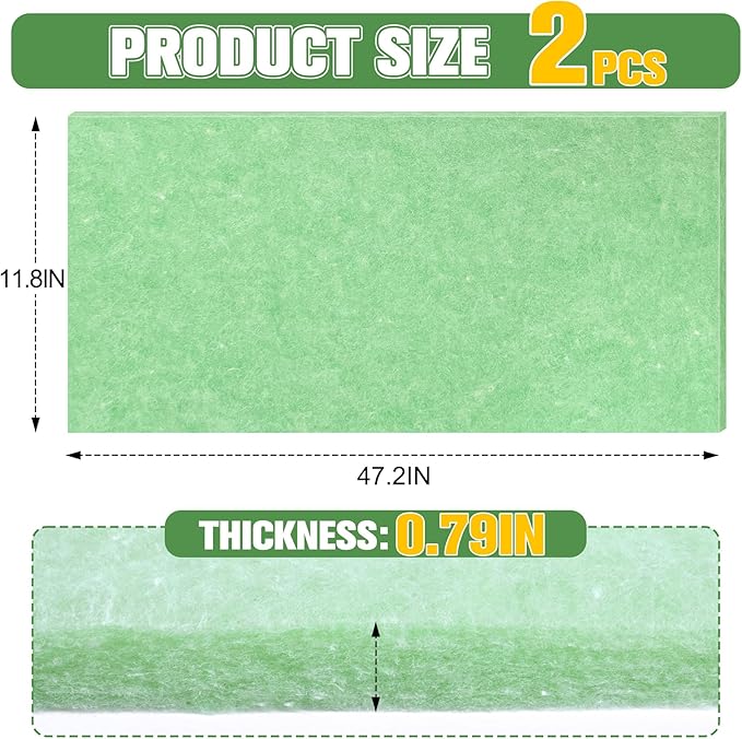 2 PCS Flower Pot Filler Insert 47.2''x 11.8'' Green Plant Pot Filler Drainage Insert Lightweight Planter Drainage Materials for Planter Indoor Outdoor Gardening Plants Container
