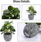 Artificial Potted Plant, Real Touch Artificial Oak Leaves Waterproof Fake Plants Indoor Outdoor, Eco Friendly Modern Concrete Greenery Plant Pots for Office Home Kitchen Shelf Farmhouse Decor