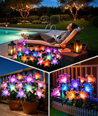 LETMY Solar Garden Lights, 4 Pack Solar Flower Lights with 6 Head Bigger Lily Lights, IP65 Waterproof Solar Lights Outdoor, Decorative Lights for Garden, Patio, Yard, Flower Bed
