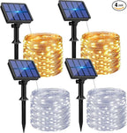 btfarm 4 Pack Solar String Lights Outdoor - 320LED 132FT Solar Fairy Lights Outside Waterproof 8 Modes, Copper Wire Solar Powered Twinkling Lights for Tree Garden Christmas Wedding Party Decoration
