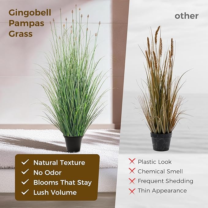 3FT / 4FT Extra Lush Artificial Plant (2pcs), Luxury Fake Tall Plants with Pot, Luxury Faux Tall Greenery with Dogtail for Garden Porch and Home Decor (Gray, 4FT)