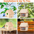 Tfwadmx 2PCS Wooden Bird House Transparent Outdoor Bird House Hanging Nests Box Garden Patio DIY Decorative for Wren Swallow Sparrow Hummingbird Finch Throstle