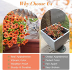 Waipfaru 12 Bundles Artificial Flowers for Outdoor Indoor, Faux Outdoor Plastic Plants UV Resistant Shrubs Outside Porch Patio Garden Boxwood Decor