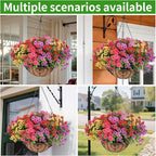 2 Sets Artificial Hanging Flower for Outdoors, Fake Hanging Basket for Outside,2 Hanging Basket with 26 Pcs Faux Silk Flowers for Porch, Balcony and Patio Decor(Mixed)
