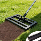Lawn Leveling Rake 17"x10" for Soil, Gravel Leveling Tool Heavy Duty with Adjustable Long Handle, Garden Level Rake with Tines for Yard, Landscape, Leveling Sand, Grass, Dirt, Ergonomic & Durable