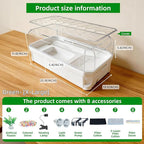 Turtle Tank Kit with 3-Stage Filter, Basking Platform & Heat Lamp - Complete Turtle Aquarium Habitat for Water Turtles, Enclosure or Hermit Crab Tank, Easy Drain Starter Kit White, 25.9 Inch