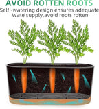 QCQHDU 16" L x 7.6" W x 7" H Window Planter Box, 2 Pack Self Watering Pots for Indoor Plants with Drainage Holes & Saucer, Outdoor Flower Pots Home Garden Modern Decor