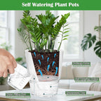 KIMCHOMERSE Self Watering Plant Pots, 6 Inch Plant Pots White, 3 Pack Flowers Pot Indoor Planter Pots with Tray for Spider Plant, Orchid, African Violet