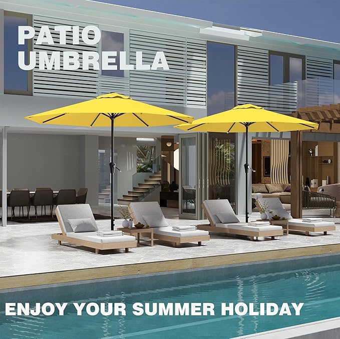 AreShark 12 FT Patio Umbrella for Outdoor, Outdoor Table Umbrella, Outdoor Patio Umbrellas with 8 Sturdy Ribs, Patio Umbrellas for Market, Garden, Deck, Backyard, Pool, Yellow