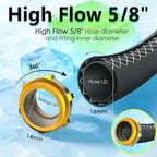 5/8 IN. × 50FT. Heavy Duty Rubber Garden Hose, High Flow 5/8" I.D. Brass Fitting No Memory Durable Heavy Duty Water Hose for Watering, Irrigation, Water Transfer Pump