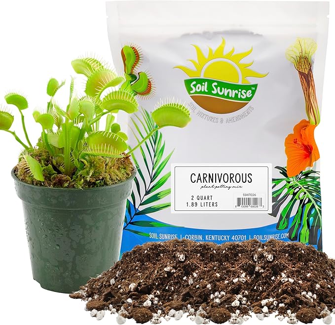 Soil Sunrise Carnivorous Plant Potting Soil Mix (2 Quarts) Ideal Additive for Venus Fly Traps, Sundews, and Pitcher Plants