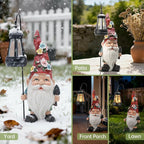 Garden Gnomes Statue with Solar Lantern, Outdoor Gnome Decorations for Yard, Outdoor Figurine Ornament with LED Lights for Patio Lawn, Mother's Day Birthday Gift for Women Mom Grandma