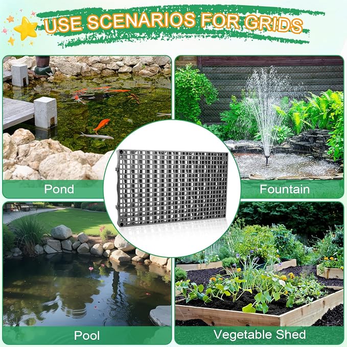 3 Pack Heavy Duty Fountain Basin Grate, 24"x 12" Pondless Waterfall Kit, Water Grid for Raised Beds, Rectangular Hide Reservoir Grates for Indoor & Outdoor Ponds, Waterfall Fountains, Water Gardens