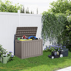 PatioZen 45 Gallon Resin Deck Box, Lockable Patio Outdoor Storage Box for Furniture, Garden Tools and Tools Storage, Waterproof Outside Storage Boxes - Grey