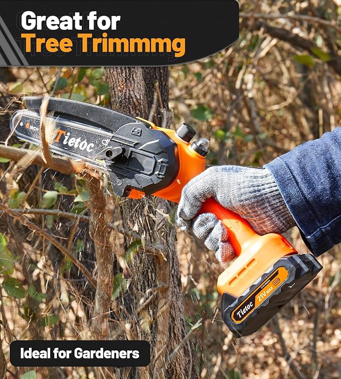 Tietoc Mini Chainsaw 6 Inch Cordless, Portable Electric Chain Saw Small Handheld Battery Powered Super Saws