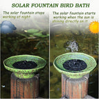 Solar Fountain Ceramic Bird Bath,Birdbaths for Outdoors,Outdoor Fountain Bird Bath,Garden and Home Décor.