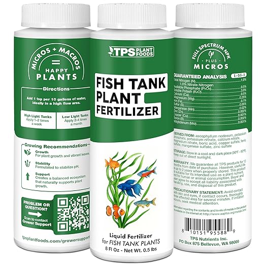 Fish Tank Plant Fertilizer – Liquid Plant Food for Aquarium Plants, Supports Healthy Growth & Vibrant Color, 32 oz
