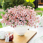 Uieke 72 Bundles Artificial Flowers for Outdoors UV Resistant Fake Silk Flowers No Fade Greenery Shrubs Plants for Outside Planter Home Garden Porch Window Box Spring Summer Décor (Pink)