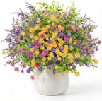 ATTGREAT Artificial Spring Flowers Outdoors UV Resistant Fake Greenery Plants Realistic Plastic Flowers Outside Faux Silk Wildflowers for Home Planter Porch Garden Decor, 6 Bundles (Multicolor)