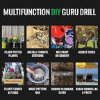 Power Planter DIY Guru Garden Drill Auger Bit (3"x12") - Designed for Planting, Digging Holes, Paint Mixing, Cement Mixing and Home Projects - Made of Steel with a 3/8" Non-Slip Hex Drive (Purple)