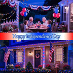 btfarm 4 Pack Red White and Blue Solar Fairy Lights, 4th of July Solar String Lights Outdoor Waterproof, 320LED 132FT Memorial Independence Day Patriotic Decorations for Outside Tree Garden Patio Yard
