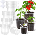 36 Pack Clear Plant Nursery Pots, 7/5/4/3.5 Inch Plastic Planter Pots with Drainage Hole, Flower Seedling Nursery Pots with 20 Labels for Garden Indoor Outdoor
