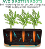 QCQHDU 16" L x 7.6" W x 7" H Window Planter Box, 2 Pack Self Watering Pots for Indoor Plants with Drainage Holes & Saucer, Outdoor Flower Pots Home Garden Modern Decor