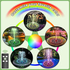 Yzert Remote Solar Fountain Adjust Spray Height with Fantastic Colorful Lights, 2026 6W Solar Bird Bath with 4000 mAh Battery, Solar Water Fountain Pump for Outdoor, Garden Decor, Pond, Pool (54LEDs)