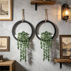 Boho Wall Decor, 2Pcs Fake Hanging Plants Artificial Succulents, Indoor Hanging Planter Greenery Decor, Perfect for Bathroom Living Room Bedroom Office Washroom, Faux Succulent Wall Floating Plants