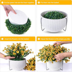 HyeFlora Artificial Faux Fall Hanging Mums Plants Flowers Basket for Outdoor Outside, Autumn Fake Silk Yellow Daisy UV Resistant Realistic for Porch Patio Balcony Home Yard Decoration