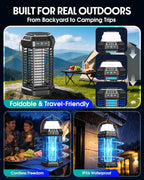 Solar Bug Zapper Outdoor & Indoor, 4500V Ultra-Effective Mosquito Zapper, 6000mAh Rechargeable Insect Zapper, Foldable 2-in-1 Light, IP66 Waterproof for Patio, Camping, Bedroom, Kitchen