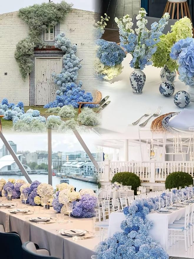 DuHouse 3Pcs Large Hydrangea Artificial Flowers,20 inch Latex Real Touch Hydrangeas Lifelike Hydrangea Flower for Home Wedding Bouquets Centerpieces Party Living Room Decoration(White)