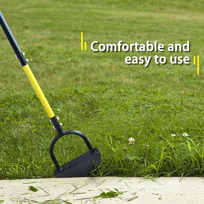 Byhager Professional Edge Lawn Tool, Heavy Duty Steel Half Moon & Saw-Tooth Blade for Clean Borders, Long Handle Reduces Back Strain, Manual Edger Ideal for Garden Edges, Sidewalks, Flower Beds