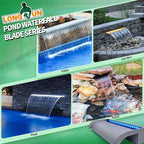 Waterfall Pool Fountain, LONGRUN Acrylic Waterfall Spillway for Pools and Ponds - 11.8" Wide Decorative Water Feature for Swimming Pools, Koi Ponds, and Garden