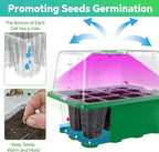 5 Packs Seed Starter Tray with LED Light, Upgraded 60 Cells Seed Starter Kit, Adjustable Brightness & Timing & Vents, Professional Seed Germination Kit for Indoor & Outdoor Plant Growing