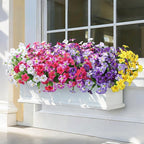 Artificial Flowers for Outdoors Decoration, 20 Bundles Faux Morning Glory with Eucalyptus Look Real UV Resistant Fake Plants Silk Flowers for Outside Yard Gardens Porch Patio Planter Home Urn, Mix