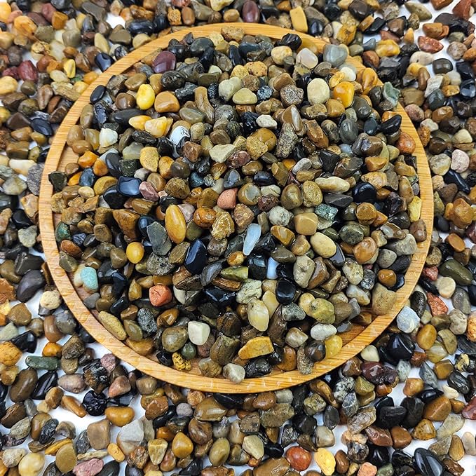 FANTIAN 20 lbs Natural Fish Tank Gravel,1/4 Inch Pea Gravel. Mixed Color River Rocks for Aquarium, Succulent, Vase, Cactus Bonsai, Plant Soil Cover and Outdoor Landscaping Rocks