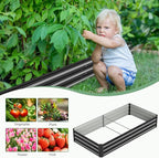 3 in 1 Galvanized Raised Garden Bed with 87" H Arch Trellis for Climbing Plants, Outdoor Gardening Planter Box with Climbing Net for Flower Vegetables Fruits Herbs, Black