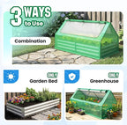 Quictent 6x3x1ft Galvanized Raised Garden Bed with Cover Metal Planter Bottomless Box w/ 2 Large Screen Windows Mini Greenhouse 20pcs T-Tags 1 Pair Gloves Outdoor Growing Vegetables (Green)