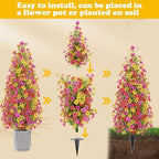 2 Pcs 3.6FT Topiary Trees Artificial Outdoor, Faux Flowers Cedar Tree UV Resistant Shrubs for Indoor Planters Outdoor Porch Halloween Decoration (Color Mixing)