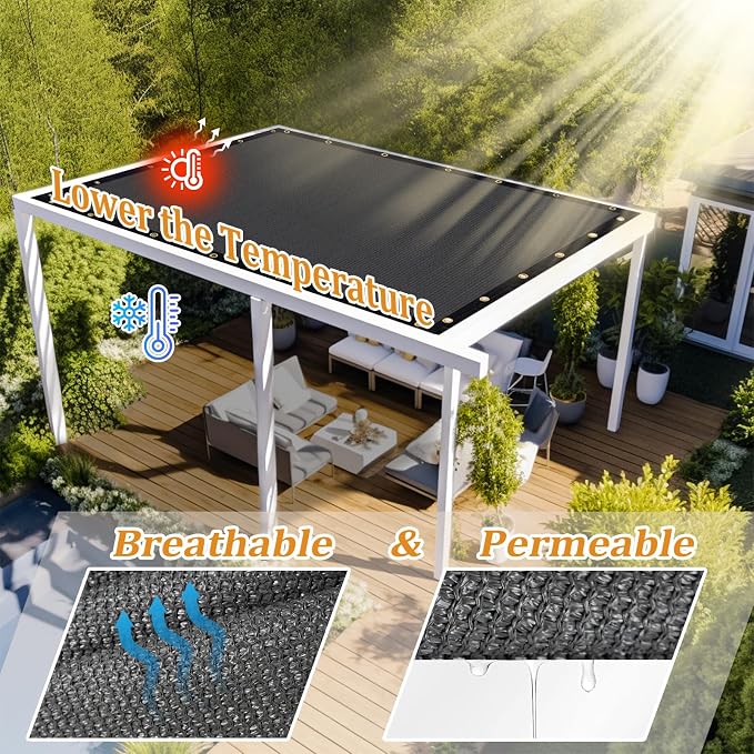 Shade&Beyond Customized Size 23' X 24' Shade Cloth with Grommets, 90% UV Protection UV Protection Mesh Tarp Sun Screens for Patio GN01, Dark Gray