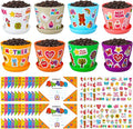 Domensi 30 Pack Garden Pot Craft Kit 4 Inch DIY Happy Mother's Day Crafts for Kids Bulk Small Plastic Flower Plant Pot Plastic Planter with Tray Drainage Holes with Tag, Certificate of Award, Sticker