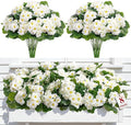 Alupssuc 8Pcs Artificial Geranium Flowers for Outdoors Decoration Silk Floral, UV Resistant Fake Plants, Faux Flower for Porch Garden Table Centerpieces Home Indoor Outside Spring Decor(8, White)