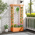 LDAILY Raised Garden Bed with Trellis, Above Ground Garden Bed with Hanging Roof, Side Trellis, & Drainage Holes, Planter Box for Outdoor Climbing Plants Vines Flowers (1, 31" L x 14" W x 60" H)