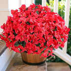 Bougainvillea Artificial Flowers for Outdoors Faux Plants Spring Summer Decor, 4 Bundles Red UV Resistant Fake Outdoor Flowers Silk Flowers for Outside Realistic for Planters Patio Porch Garden Home