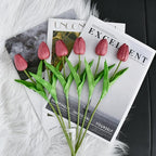 Mandy's Mauve Artificial Tulips Flowers Centerpiece, 13.5" Lifelike PU Fake Floral Stems 20pcs for Kitchen Island & Dining Table, Spring Decor for Easter