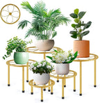 Amaoot 5 Pack Metal Plant Stand, Anti-Rust Iron Plant Stands for Indoor and Outdoor, Heavy Duty Flower Pot Stands for Multiple Plant, Black Potted Plant Holder for Garden Home (5 Pack Gold)