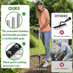 Iron Weeding Rake with Handle 2.0, Upgraded 8 Teeths Garden Weed Puller Tool Heavy Duty Gardening Tool for Lawn, Flower Beds & Soil Aeration
