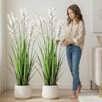 Fake Plants Home Decor Fake Flowers Artificial Plants Outdoor Tall Grass Plant Artificial Pampas Grass Decor Artificial Plants Indoor Fake Grass Living Room Decor Artificial Grass 36“2PCS White