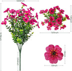 Lnoicy 20 Bundles Artificial Flowers for Outdoor Fake Plants for Spring Decoration,Faux Eucalyptus Flowers for Planter UV Resistant Lifelike for Home Porch Garden（Rose Red）